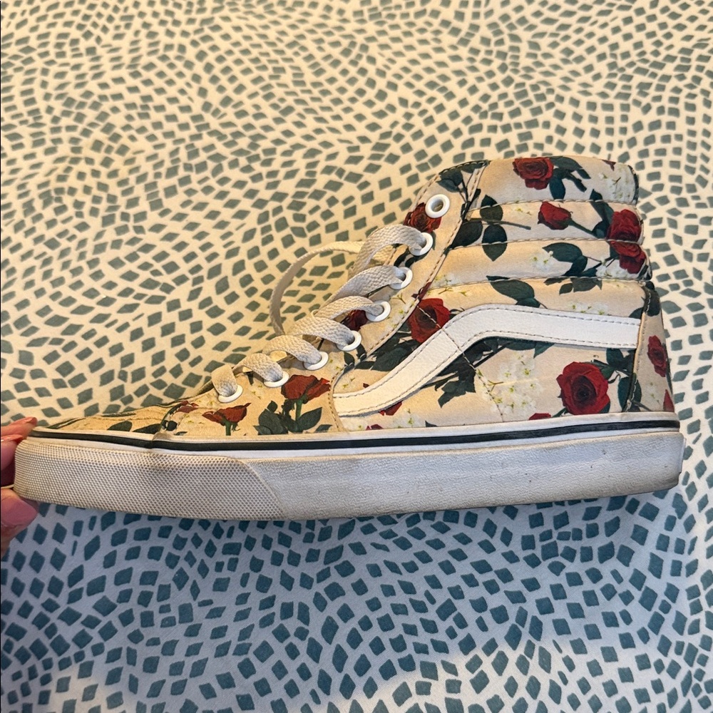 Vans Red and Cream Floral High-Tops